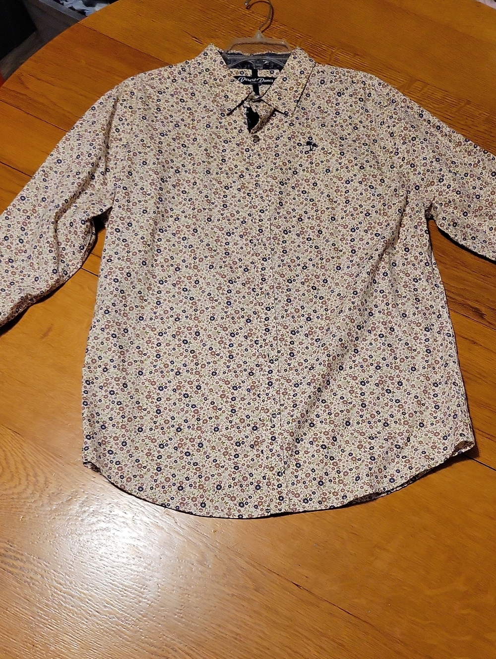 Men's Long-Sleeve Floral Button-Down Shirt in Cream by Dockers